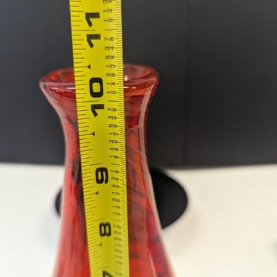 Sale Photo Thumbnail #982: Hand Blown Red Swirl Vase