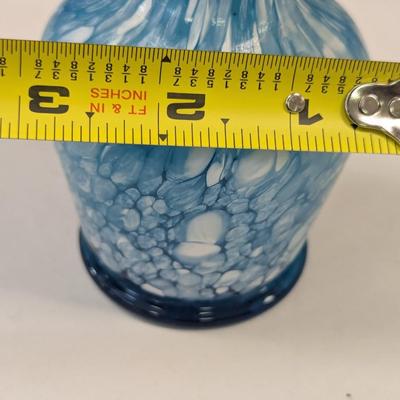 Sale Photo Thumbnail #999: Hand Blown Blue Splatter Art Glass w/ Ruffle Top