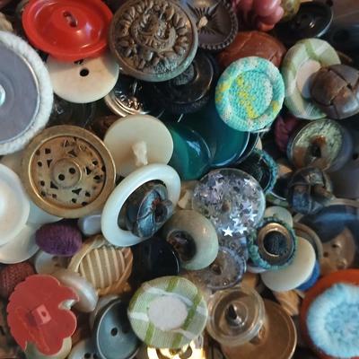 Jar of vintage buttons