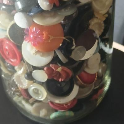 Jar of vintage buttons