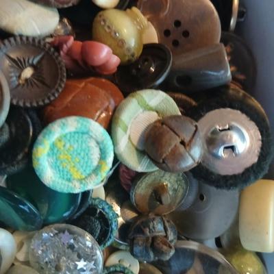 Jar of vintage buttons