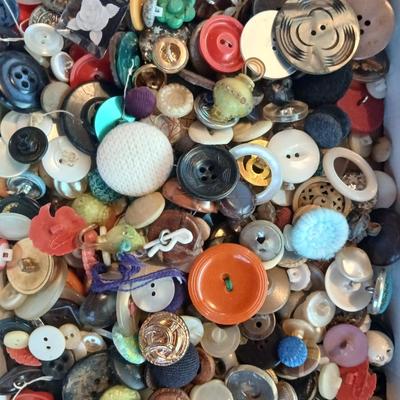 Jar of vintage buttons