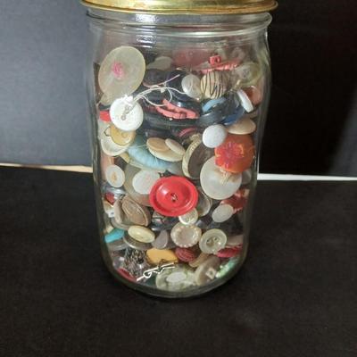 Jar of vintage buttons