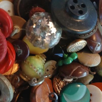 Jar of vintage buttons