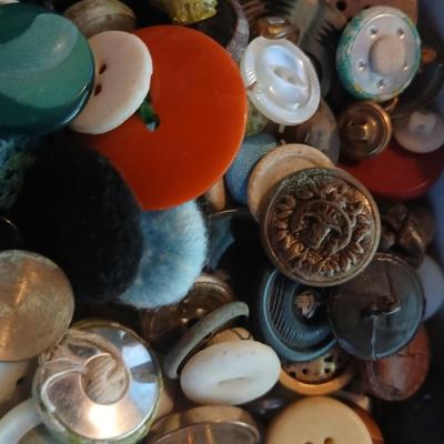 Jar of vintage buttons