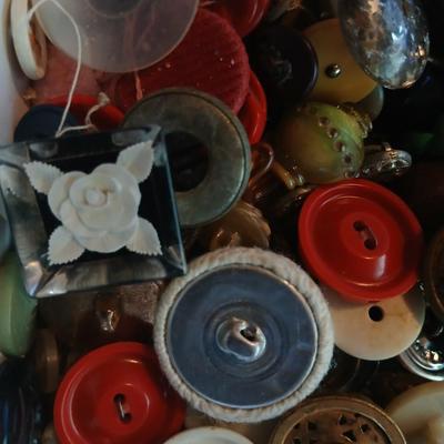 Jar of vintage buttons