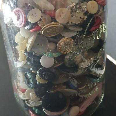Jar of vintage buttons