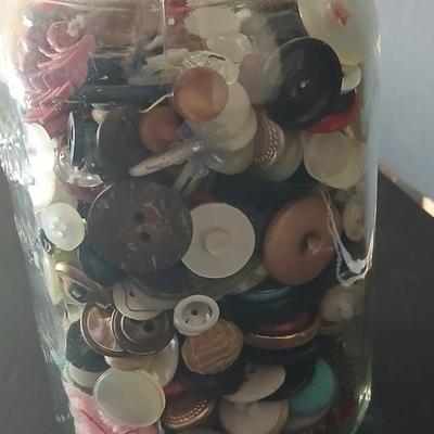 Jar of vintage buttons