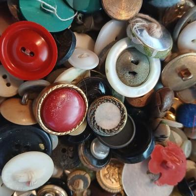 Jar of vintage buttons