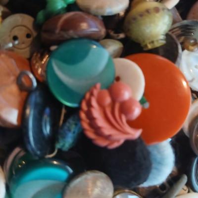 Jar of vintage buttons