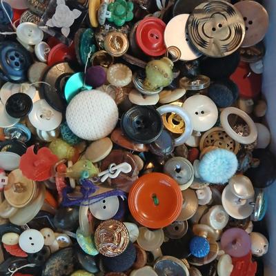 Jar of vintage buttons