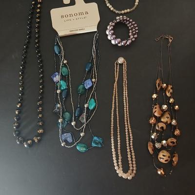 Assortment of beaded necklaces and bracelets