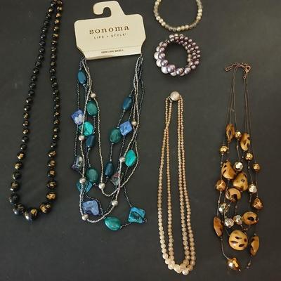 Assortment of beaded necklaces and bracelets