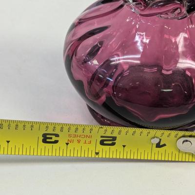 Sale Photo Thumbnail #1022: Hand Blown Cranberry Vase w/ Artist Mark On The Bottom