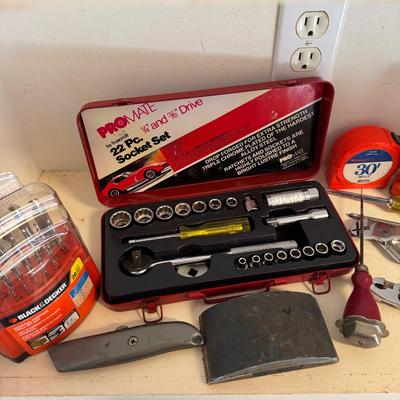 Sale Photo Thumbnail #1251: Socket Set, Drill bits & more