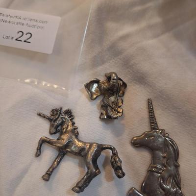 Sale Photo Thumbnail #168: Pewter Unicorn and other