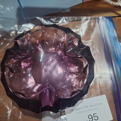 Sale Photo Thumbnail #628: plum colored glass ashtray