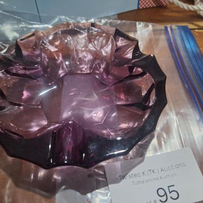 Sale Photo Thumbnail #627: plum colored glass ashtray