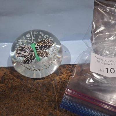Sale Photo Thumbnail #691: glass paperweigh butterfly