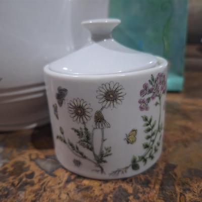 Sale Photo Thumbnail #792: RB Bernarda teapot and sugar bowl,  made in Portugal- floral botanical series