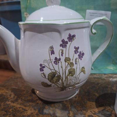 Sale Photo Thumbnail #793: RB Bernarda teapot and sugar bowl,  made in Portugal- floral botanical series