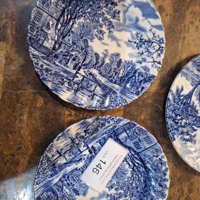 Sale Photo Thumbnail #835: set of 3 blue plates, Cotswold