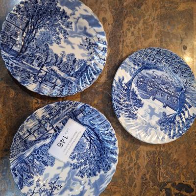 Sale Photo Thumbnail #834: set of 3 blue plates, Cotswold