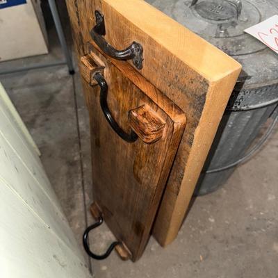 Sale Photo Thumbnail #1177: G20-Lidded garbage can and wooden serving trays