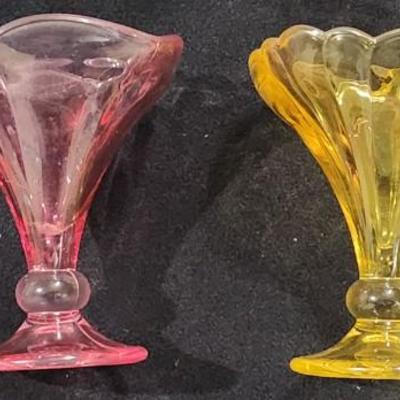 Sale Photo Thumbnail #169: Vintage Rastal Glasses Set of 12 Rare Colored Fluted Parfait Dessert Sundae Ice Cream