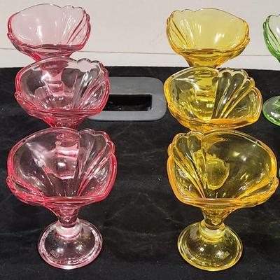 Sale Photo Thumbnail #166: Vintage Rastal Glasses Set of 12 Rare Colored Fluted Parfait Dessert Sundae Ice Cream