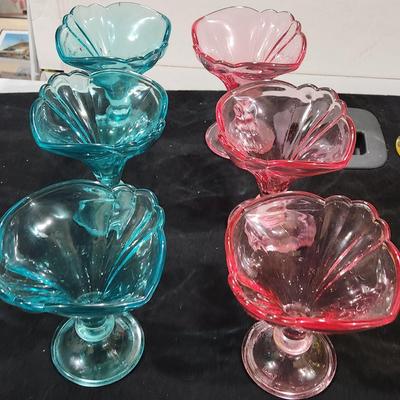 Sale Photo Thumbnail #167: Vintage Rastal Glasses Set of 12 Rare Colored Fluted Parfait Dessert Sundae Ice Cream