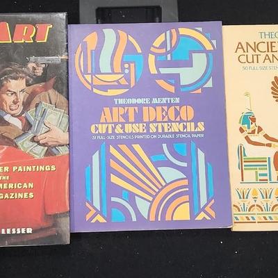 Sale Photo Thumbnail #175: 1997 Pulp Art by Robert Lesser 1st Gramercy Vintage Retro / Fisherman Collection & Art Deco Cut and Use Stencils by Theodore Menten & Ancient Egyptian Cut and Use Stencils by Theodore Menten