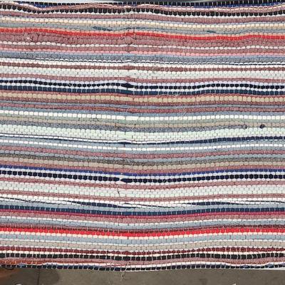 Sale Photo Thumbnail #206: Retro Rag Rugs (3) all different colors & pattern Hand braided Woven Rug