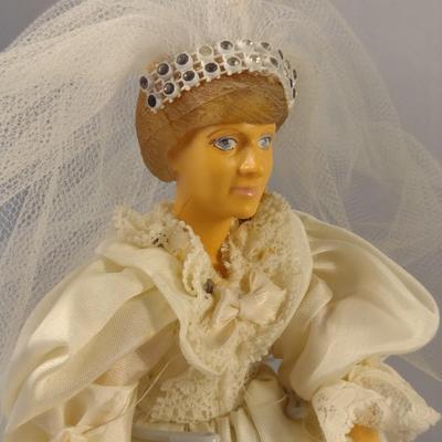 Sale Photo Thumbnail #1161: House of Nisbet (Peggy Nisbet) Wedding Model Princess Diana Doll Figurine- Approx 8 1/2" Tall.  Item comes with wood and glass dome display.