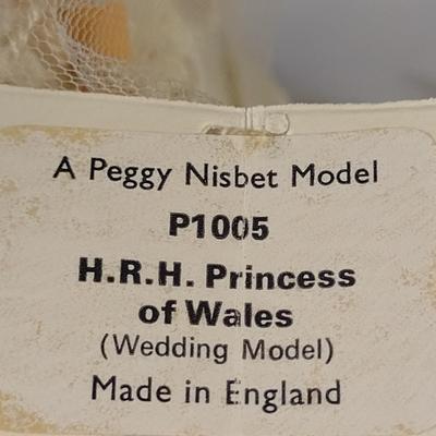 Sale Photo Thumbnail #1158: House of Nisbet (Peggy Nisbet) Wedding Model Princess Diana Doll Figurine- Approx 8 1/2" Tall.  Item comes with wood and glass dome display.