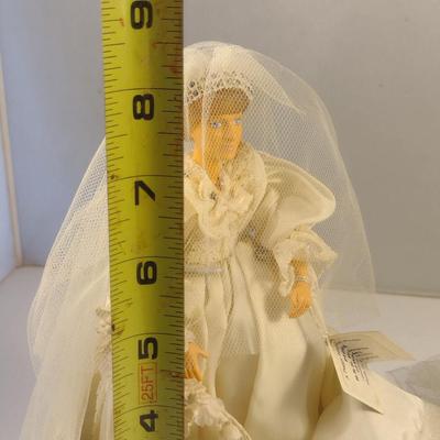 Sale Photo Thumbnail #1160: House of Nisbet (Peggy Nisbet) Wedding Model Princess Diana Doll Figurine- Approx 8 1/2" Tall.  Item comes with wood and glass dome display.