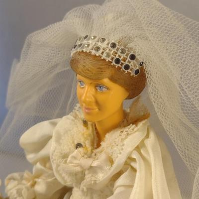 Sale Photo Thumbnail #1162: House of Nisbet (Peggy Nisbet) Wedding Model Princess Diana Doll Figurine- Approx 8 1/2" Tall.  Item comes with wood and glass dome display.