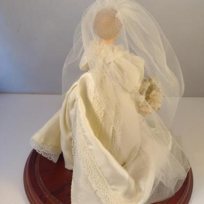 Sale Photo Thumbnail #1155: House of Nisbet (Peggy Nisbet) Wedding Model Princess Diana Doll Figurine- Approx 8 1/2" Tall.  Item comes with wood and glass dome display.