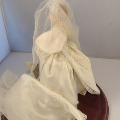 Sale Photo Thumbnail #1156: House of Nisbet (Peggy Nisbet) Wedding Model Princess Diana Doll Figurine- Approx 8 1/2" Tall.  Item comes with wood and glass dome display.