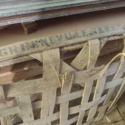 Pair of Vintage Authentic Splint Wood Tobacco Leaf Market Baskets Greenville, TN and Louisville, KY (BB)