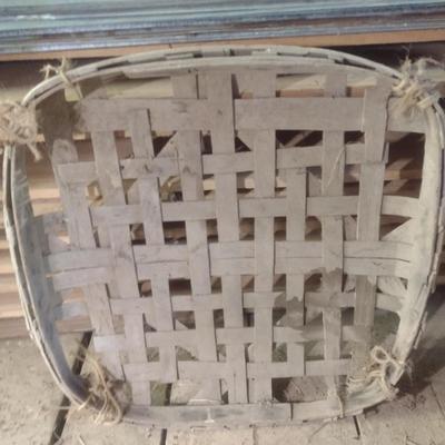 Vintage Authentic Splint Wood Tobacco Leaf Market Basket 'Fa** and Boblitt' (CC)