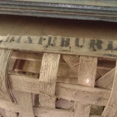 Pair of Vintage Authentic Splint Wood Tobacco Leaf Market Baskets Douglass, GA and Dixie Burley (GG).