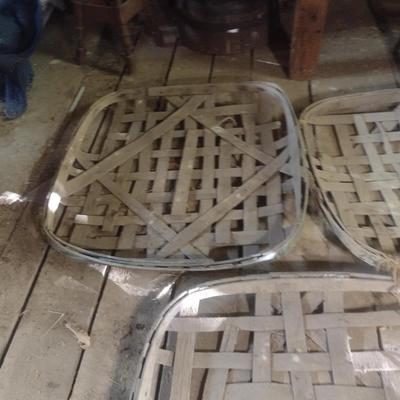 Set of Three Vintage Authentic Splint Wood Tobacco Leaf Market Baskets (HH)