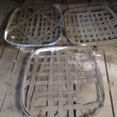 Set of Three Vintage Authentic Splint Wood Tobacco Leaf Market Baskets (HH)