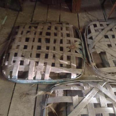 Set of Three Vintage Authentic Splint Wood Tobacco Leaf Market Baskets (HH)