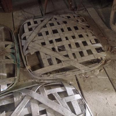 Set of Three Vintage Authentic Splint Wood Tobacco Leaf Market Baskets (HH)