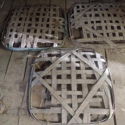 Set of Three Vintage Authentic Splint Wood Tobacco Leaf Market Baskets (HH)