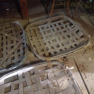 Set of Three Vintage Authentic Splint Wood Tobacco Leaf Market Baskets (HH)