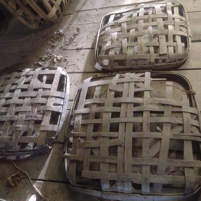 Set of Three Vintage Authentic Splint Wood Tobacco Leaf Market Baskets (II)