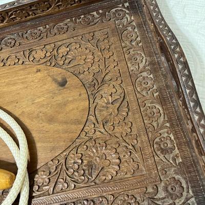 Lot 191 Vintage wood tray & other